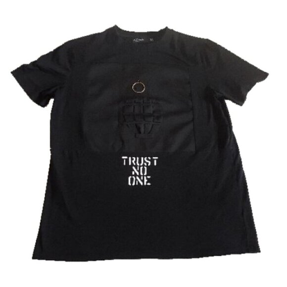 Hudson Outerwear Men's Size Large Black Trust No One Grenade 100% Cotton T-Shirt - Picture 2 of 10